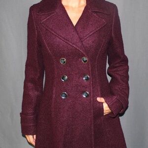Ivanka Trump Double Breasted Wool Blend Trench Coat Plum Purple Size 6
